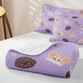 thumbnail image 4 of Homewish Lovely Dog Quilt King,Luck Good Sweet Day My Cute Puppies Print King Coverlet Set,Purple,3pcs, 4 of 7