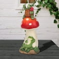 thumbnail image 4 of Mainstays Outdoor Relaxing Frog and Peace Turtle Mushroom Statuary, 5.75 in L x 4.88 in W x 13.25 in H, 4 of 5