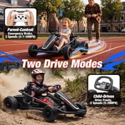 Joyracer 24V 14Ah Kids Electric Go Kart with Remote Control, 3 Speed Modes 5–10 MPH, 2 * 200W Motors, Metal Frame Ride on Toys Drift Kart for Big Kids, Music & Bluetooth, Black