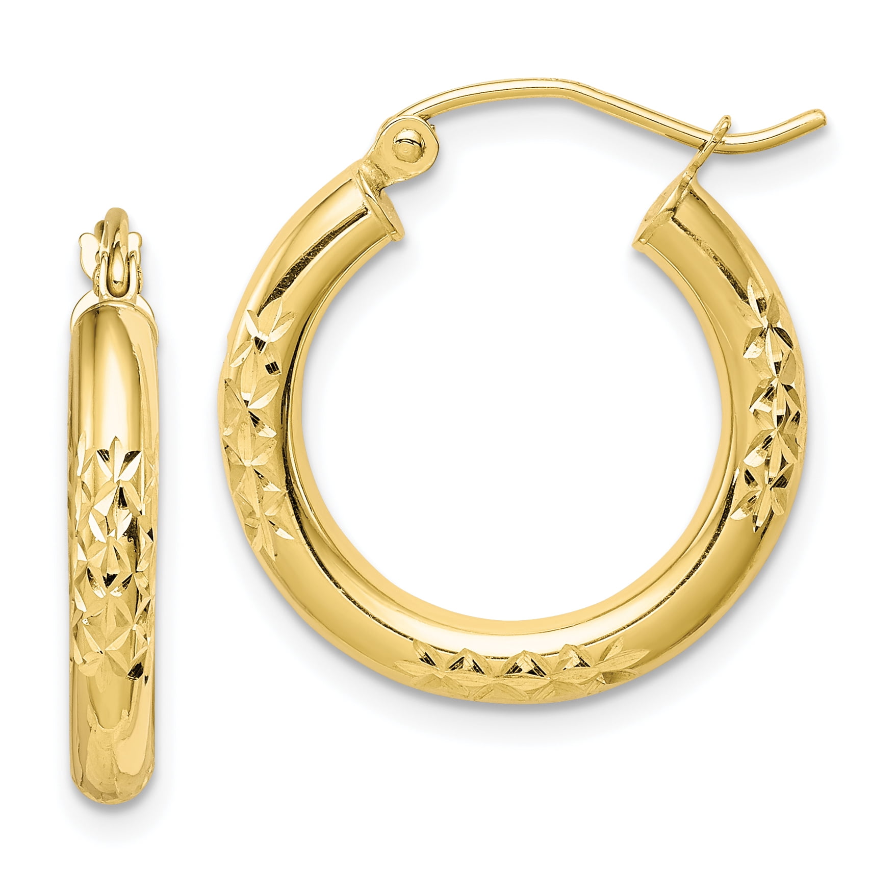 10kt Yellow Gold 3x20mm Tube Hoop Earrings Ear Hoops Set Fine Jewelry ...