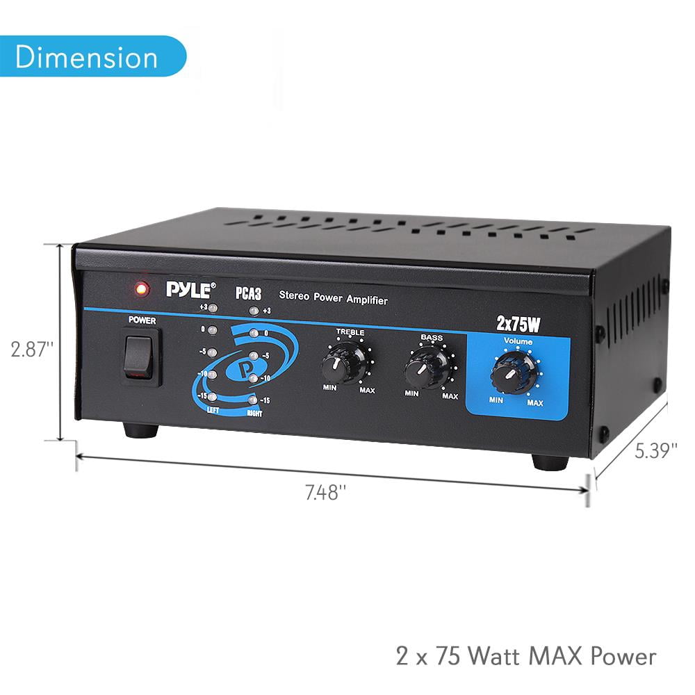PYLE PCA3 - Stereo Power Speaker Amplifier - Compact Audio Control Amp System, RCA Input, 150-Watt MAX
