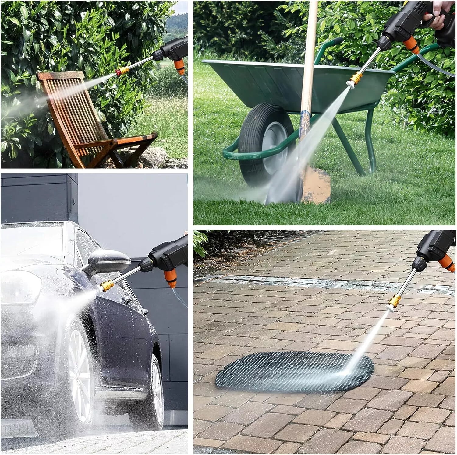 Portable Cordless Electric High Pressure Water Spray Gun Car Washer Cleaner Tool