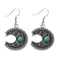 thumbnail image 2 of Eoperou 1 Pair Women Dangle Earrings Ethnic Crescent Shape Retro Bohemian Style Faux Turquoise Stainless Alloy Ear Decoration Jewelry Long Hanging Earrings, 2 of 7