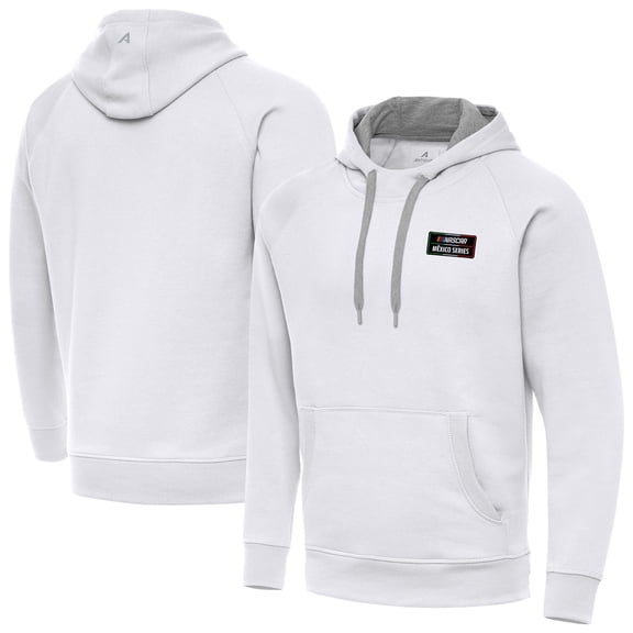 Men's Antigua White NASCAR Mexico Series Race Victory Pullover Hoodie