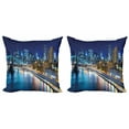 thumbnail image 1 of Ambesonne Landscape Throw Pillow Cover 2 Pack, View of New York City, 16", Multicolor, 1 of 2