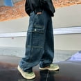 thumbnail image 7 of UYYX Baggy Jeans Kids Boy Pants Boys Baggy Jeans For Kids Teen Casual Straight Wide Leg Cargo Jeans Y2K Elastic Waist Denim Pants With Pockets 15-16 Years, 7 of 7