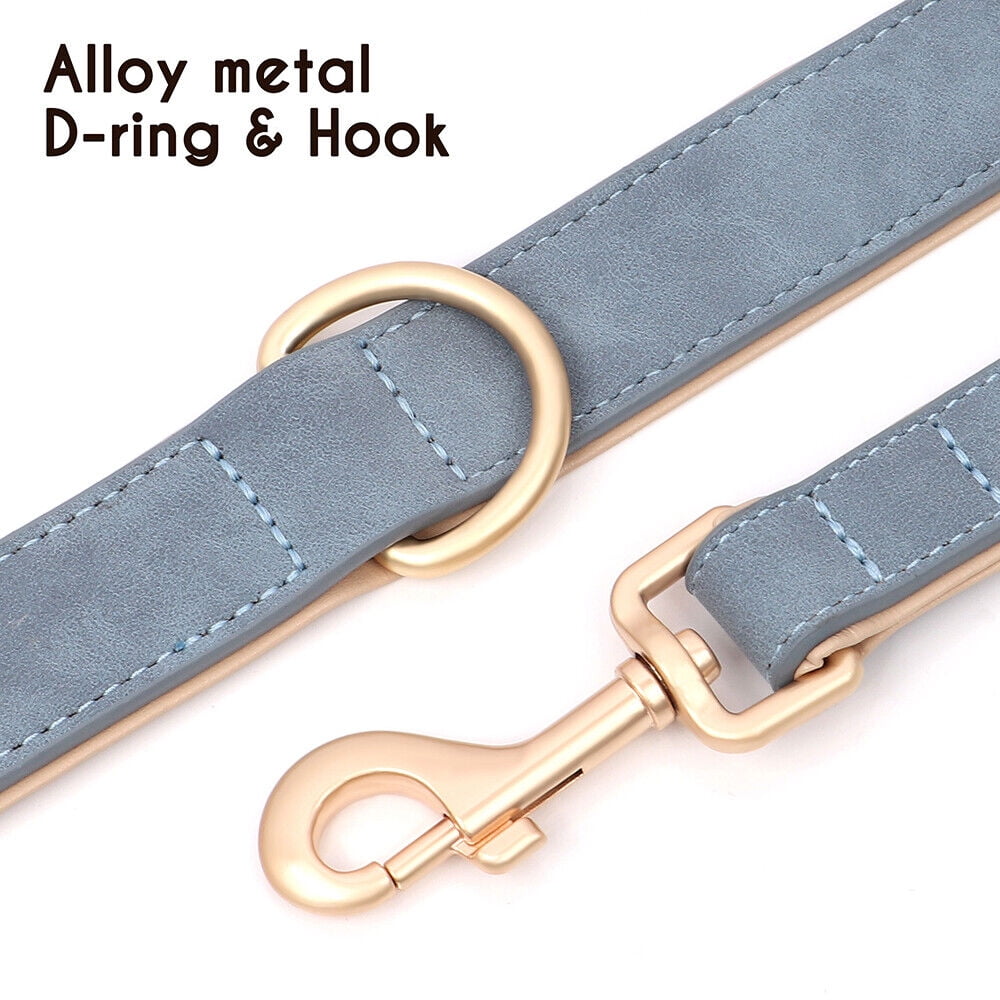 Pet Artist PU Leather Dog Collar and Leash set Soft Padded Adjustable for Pets S-XL