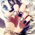 thumbnail image 4 of Uñas artificiales falsas, 24 piezas/caja, patrón de rayas, puntas de uñas con diamantes de imitación, puntas de uñas, rendimiento probado, 4 of 5