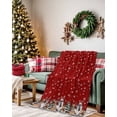 thumbnail image 2 of Flannel Throw Blanket for Couch Sofa Bed,Christmas Snowman Snowflake on Red Soft Cozy Warm Fuzzy Blanket 60x80in,Lightweight Fleece Blanket, 2 of 6
