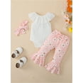 thumbnail image 4 of nvzhuang Baby Girl Clothes Suits Lace Ruffles Sleeveless Romper Flare Pants Headband 3Pcs Set, 4 of 9
