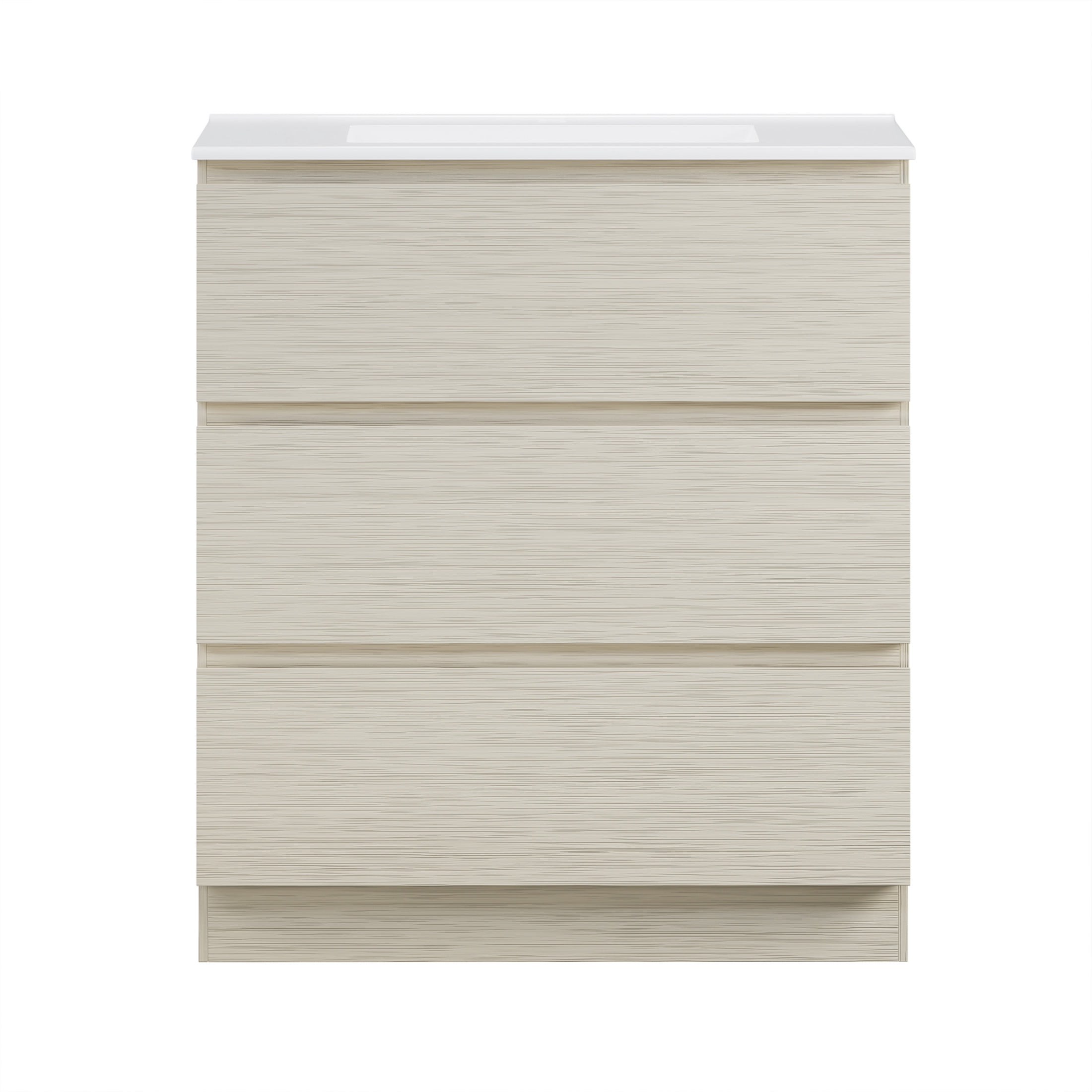 Liberte 30" Freestanding Bathroom Vanity in White Oak with Sink Top