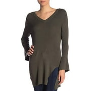 Splendid V-Neck Bell Sleeve Pullover Medium, Olive