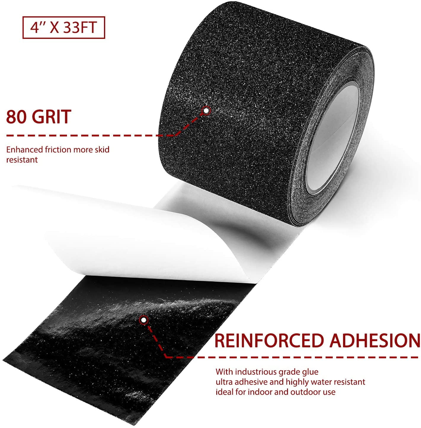 2" Black Anti Slip Tape 33' Length Grip Adhesive Backed Non Slip Tape NEW 