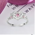 thumbnail image 3 of Bellitia Jewelry 925 Sterling Silver Heart Shaped Princess Crown Ring with Pink Cubic Zirconia for Women, Wedding Engagement Promise Rings Set for Her, 3 of 5