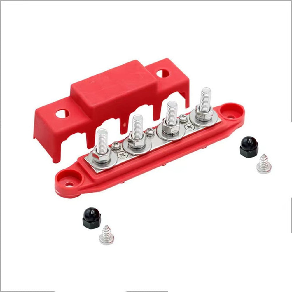 2Pcs 12V-48V Dc Busbar Distribution Block 250A Busbar with 4 X M8 Terminal Bolts