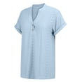 thumbnail image 4 of JWSVBF Short Sleeve Tops for Women V Neck Women's Blouses 2026 Springs Summer Fashion Clothing Breathable Soft Womens Clothes Light Blue, 4 of 9