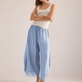 thumbnail image 2 of WGRFFH Women's Cropped Lace-Hem Pants,High Waisted Drawstring Wide Leg Pants Summer Boho Casual Lightweight High Rise Lounge Trousers with Pockets,Ruffle Flowy Beach Vacation Barrel Palazzo Sky Blue, 2 of 8