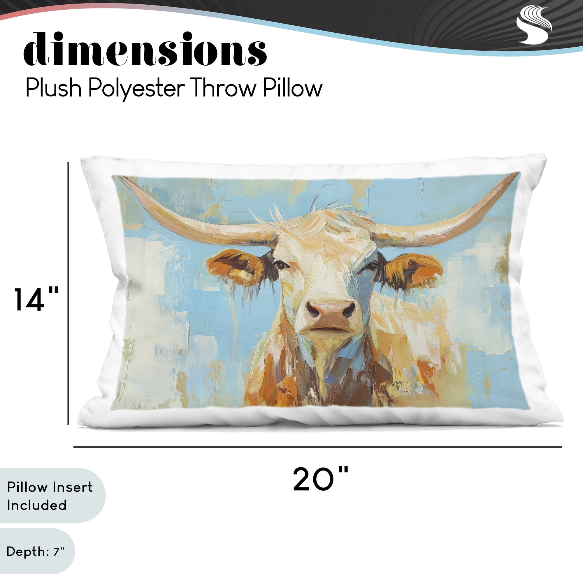 Stupell Industries Abstract Texas Longhorn Decorative Printed Throw Pillow, design by Tina LeCour