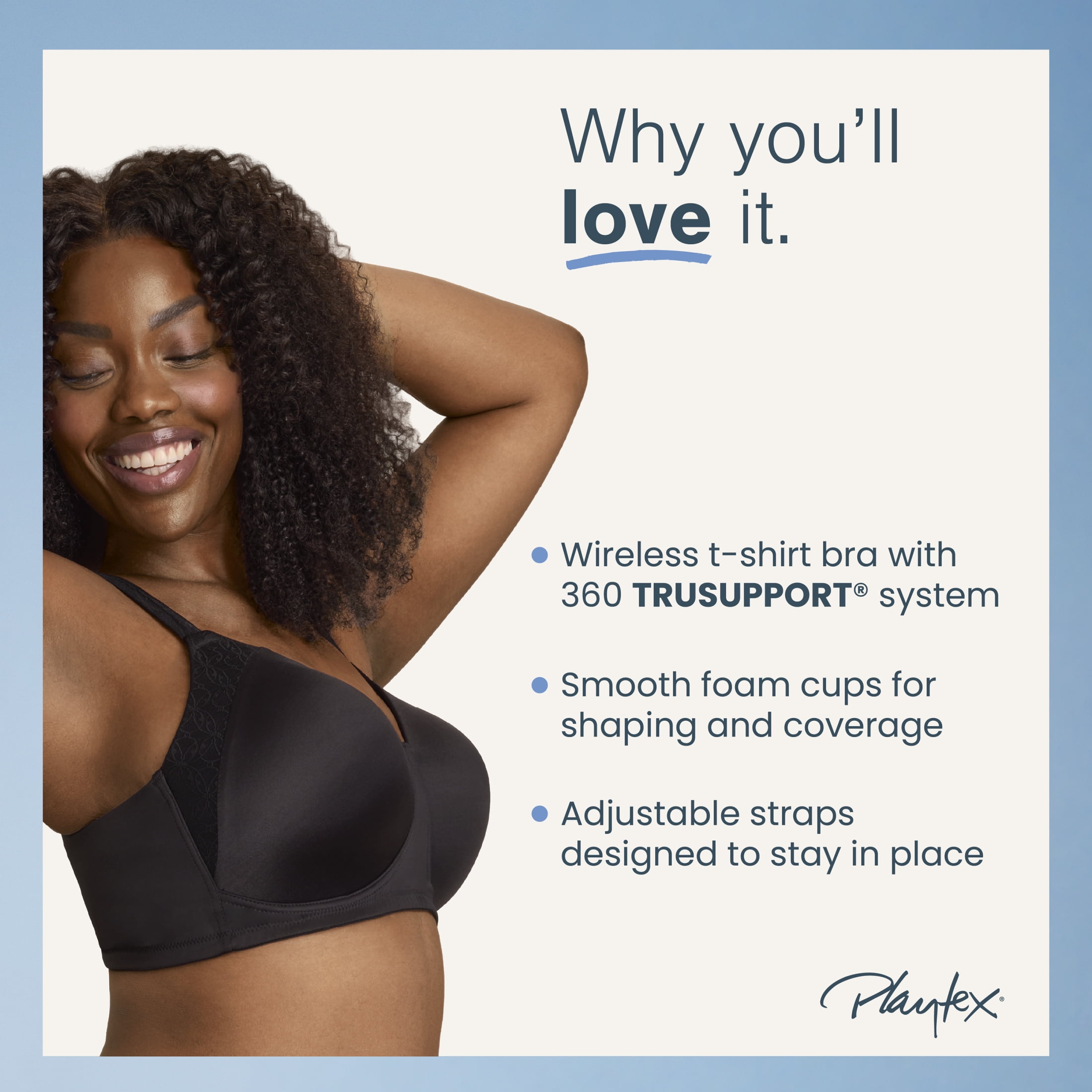 Playtex Women's Smoothing T-Shirt Wireless Bra, Moisture Wicking (Plus Sizes)