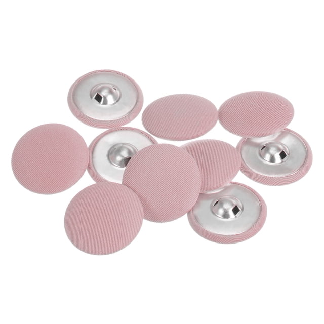 Unique Bargains 10pcs 48L Fabric Cloth Covered Button 30mm Round Metal Shank Sewing Buttons for Suits Dress Blouses, Pink