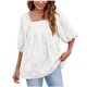 thumbnail image 1 of Top de camisa de manga farol con textura floral de chifón con cuello cuadrado de verano a la moda informal y sexy para mujer Pompotops FGAJ2966, 1 of 8