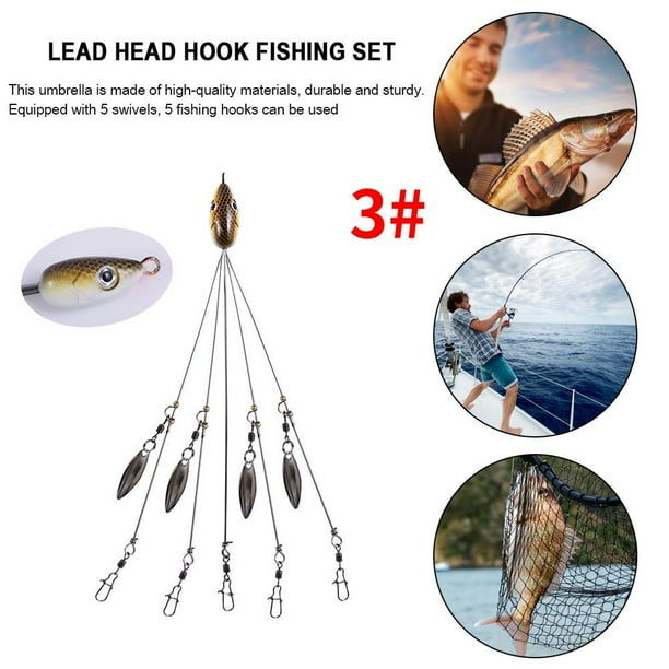 Señuelo de pesca con paraguas de 5 brazos Juego de cabeza de aparejo de Alabama con hilandero giratorio (3) Ndcxsfigh Nuevos Originales