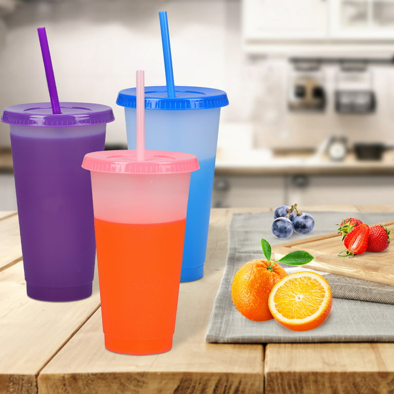 Color Changing Cups with Lids and Straws for Adults - 32oz Reusable Plastic  Tumblers with Lids and Straws for Kids in Summer Colors, 7 Iced Coffee  Tumbler Party Drinking Cup BPA free 