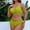 Yellow, variant on Women's Solid Color Backless Strap Bikini Swimsuit with Removable Padded Bras Nylon Spandex High Cut Retro Bathing Suit for Pool Beach Vacation