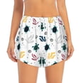 thumbnail image 2 of Gukieu Turtles And Corals Print Women's Sports Shorts with Drawstring Elastic Waistband for Running, Yoga, Fitness-Small, 2 of 7