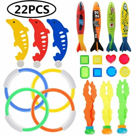 Dive Bundle - 22 Piece Underwater Swimming/Diving Pool Toy,Toypedo Bandits,Stringy Octopus and Diving Fish with Under Water Treasures Gift Set Bundle