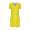 thumbnail image 4 of TAGOLD Womens Summer Dress Clearance,Plus Size Casual Dress for Womens,Women's Fashion Solid Color Short Short Sleeve V-Neck Mid-Calf Dress, 4 of 5
