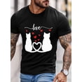 thumbnail image 2 of Men's T-Shirt,Short Sleeve Tee Shirt Casual Tops Black Cat Red Hearts Crew Neck T Shirts for Men, 2 of 8