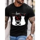 thumbnail image 2 of Men's T-Shirt,Short Sleeve Tee Shirt Casual Tops Black Cat Red Hearts Crew Neck T Shirts for Men, 2 of 8