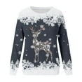 thumbnail image 4 of Tiweut Womens Christmas Sweatshirts Santa Deer Print Round Neck Long Sleeve Cozy Holiday Regular Tops Dark Gray,XL, 4 of 4