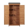 thumbnail image 4 of Outdoor Wooden Storage Shed w/Metal Roof & Vertical Tool Cabinet - Garden, Patio, Lawn, 4 of 10