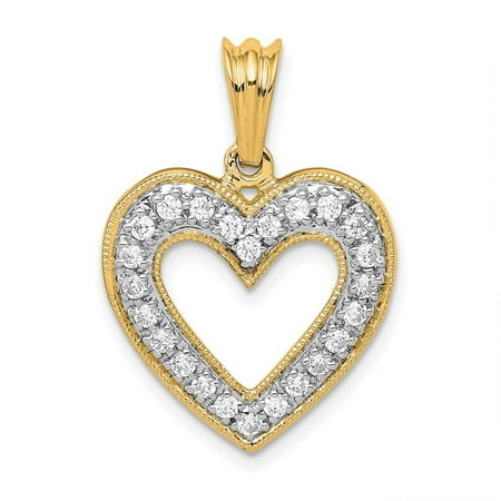 Diamond2Deal 14K Yellow Gold 1/3 carat Lab Grown Diamond VS/SI+ G+ Complete Heart Pendant