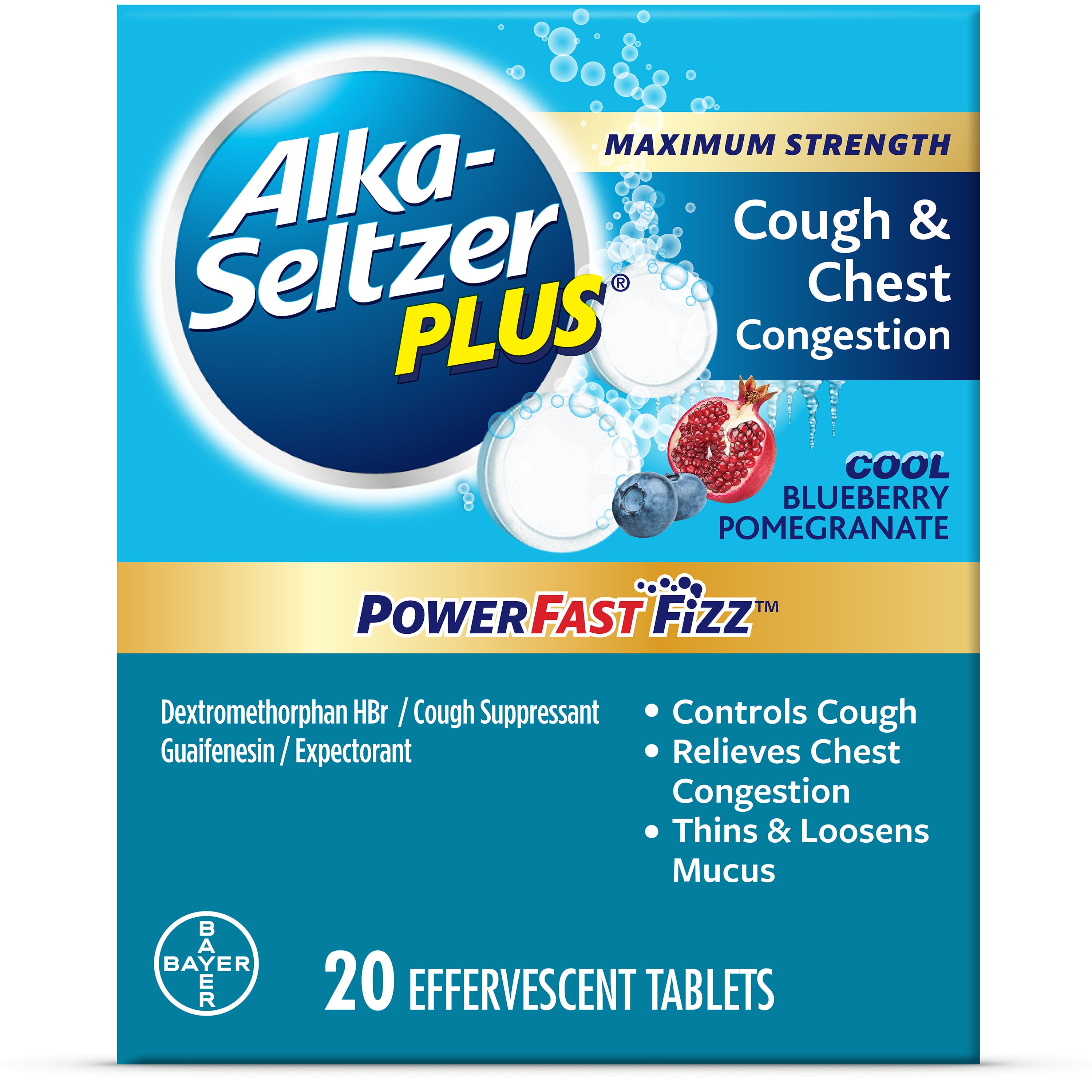 AlkaSeltzer Plus Max Strength Cough & Chest Congestion PowerFast Fizz