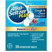 Alka-Seltzer Plus Max Strength Cough & Chest Congestion PowerFast Fizz Blueberry Pomegranate Effervescent Tablets 20ct