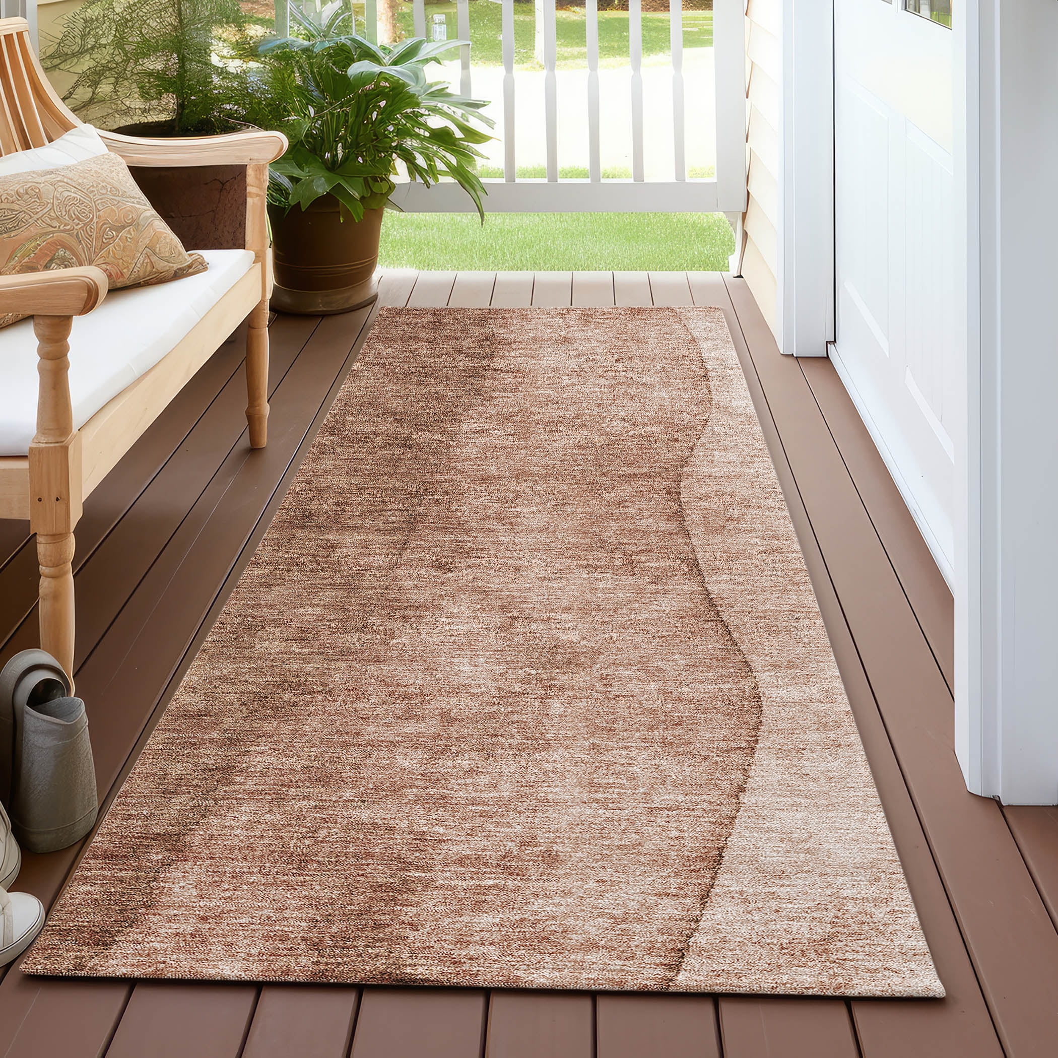 Addison Rugs Chantille Indoor/Outdoor Transitional Ombre Brown Washable Runner Rug, 2'3" x 7'6"