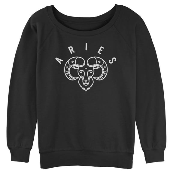 Junior's Lost Gods Zodiac Aries Ram Symbol Sweatshirt Black Large