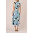 thumbnail image 2 of Adrianna Papell Tie Neck Sleeveless Zipper Back Floral Print Slit Side Crepe Dress-BLUE MULTI / 2, 2 of 7
