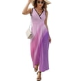 thumbnail image 2 of Purple Pink Modern Art Sleeveless Dress Dresses Women Summer Evening Dresses Ladies Bohemia Long Dresses, 2 of 9