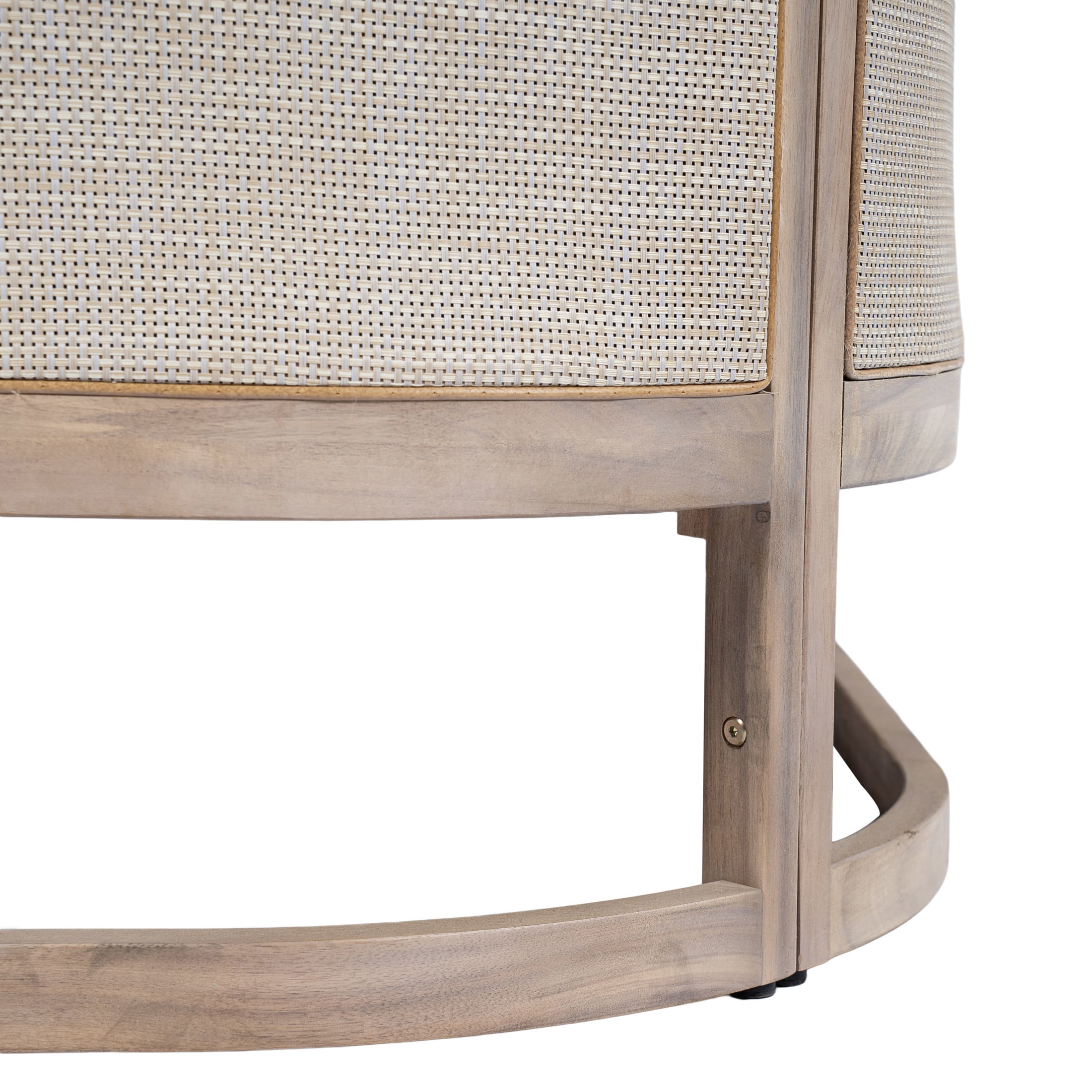 Christopher Knight Home Outdoor 3-Seat Sofa with Curved Acacia Wood Frame & Textilene Upholstery, Light White+Gray