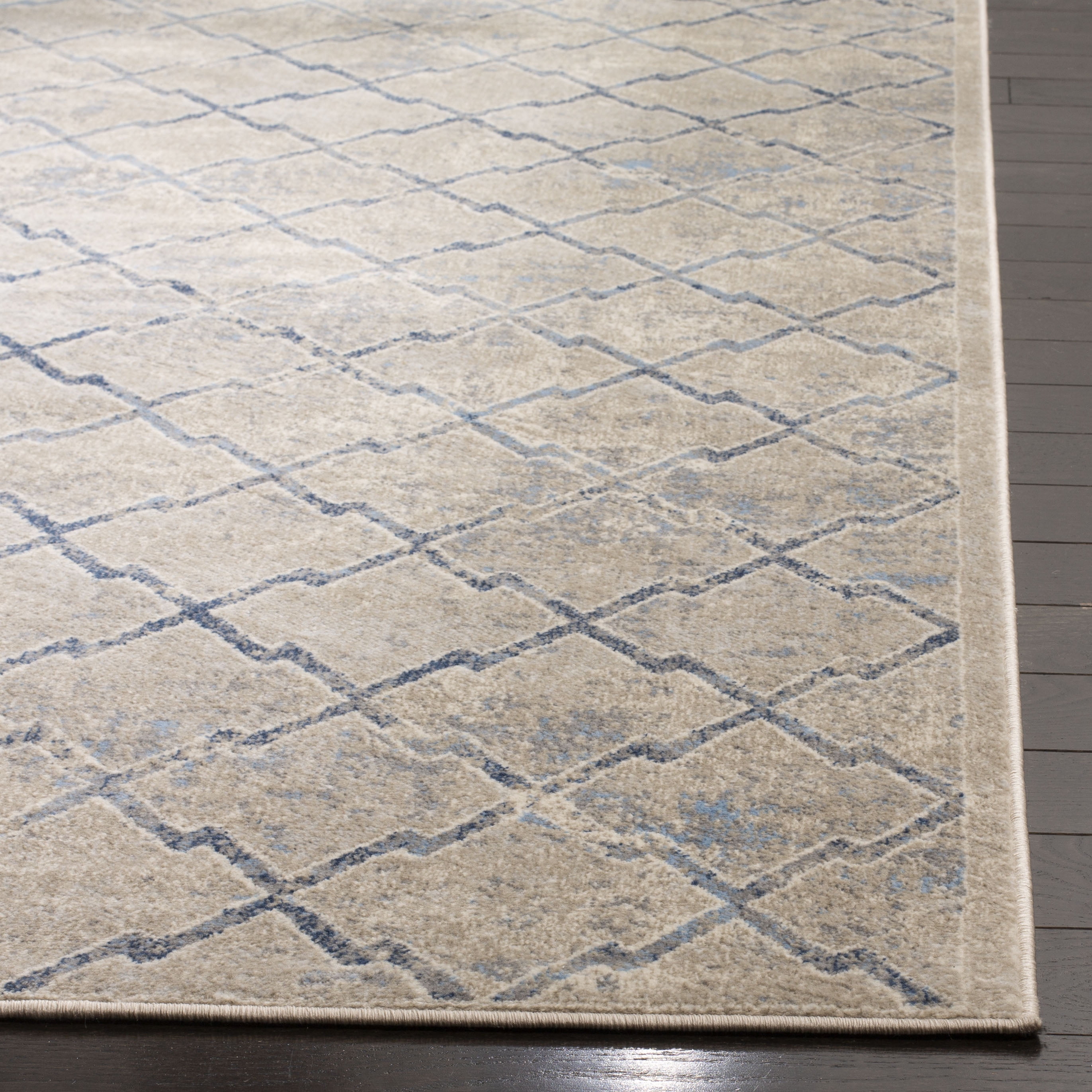 SAFAVIEH Brentwood Celandine Geometric Runner Rug, 2' x 14', Light Grey/Blue