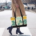 thumbnail image 4 of FORMRS Canvas Laptop Tote Bag for Women with 15.6" Computer Compartments Shoulder Handbag, Beige Clover Pattern, 4 of 7