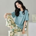 thumbnail image 4 of SWSMCLT Women's 2 Piece Pajama Set Cotton Basic Loose Casual Pjs Pajamas Summer Short Sleeve Comfy Thin Lounge Style2 Medium, 4 of 5