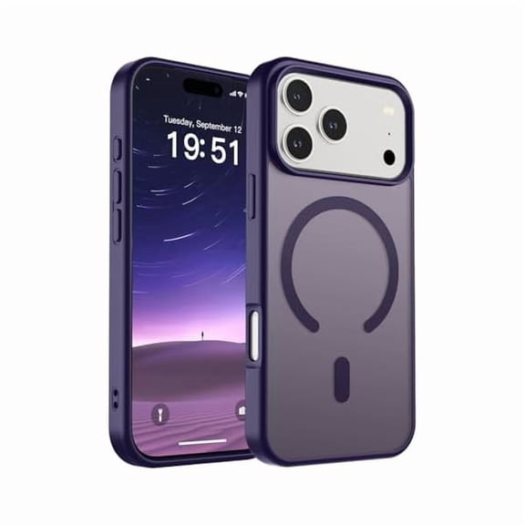 ZHU997 Magnetic for iPhone 17 Pro Case (Compatible with MagSafe)(Military Grade Drop Protection) Translucent Matte Shockproof with Anti-Fingerprint Phone Cover 2025,Dark Purple