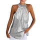 thumbnail image 2 of ICHUANYI Clearance Women Summer Solid Sequined Sleeveless Casual Halter Tank Shirt Vest(Silver, S) ICHUANYI WER2023080809081, 2 of 5