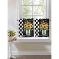 thumbnail image 3 of Sunflower Vintage Half Window Curtains 24 Inches Long, Farmhouse Floral Black Checkered Window Treatment Curtain Drapes, Short Curtains Tiers for Kitchen Over Sink, 27.5"x24", 2 Panels, 3 of 7