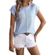 thumbnail image 2 of iZZZHH Camiseta casual de punto de manga corta de color sólido con cuello redondo para mujer Camisas de trabajo ajustadas para mujer, 2 of 5
